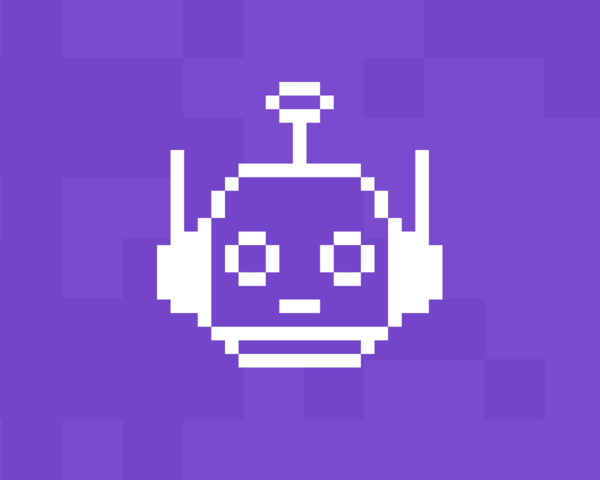 Einfaches Pixelbild eines Roboterkopfes mit einer Antenne