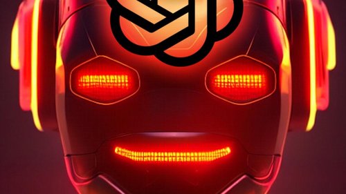 rot leuchtender Roboter mit OpenAI Logo