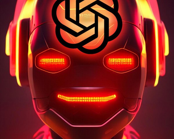 rot leuchtender Roboter mit OpenAI Logo